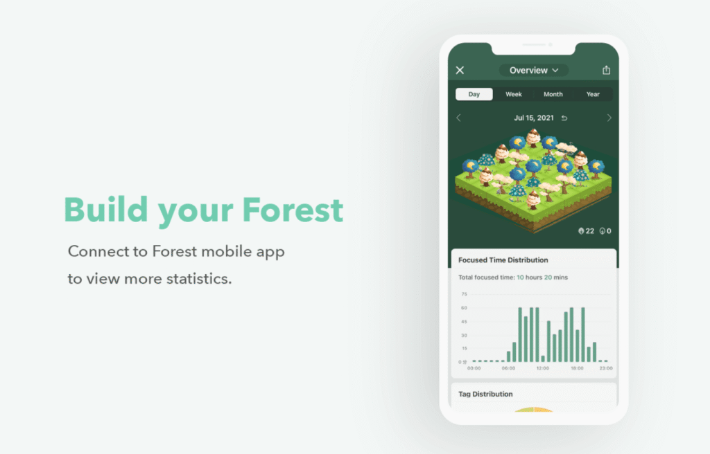 Forest focus timer growing virtual tree