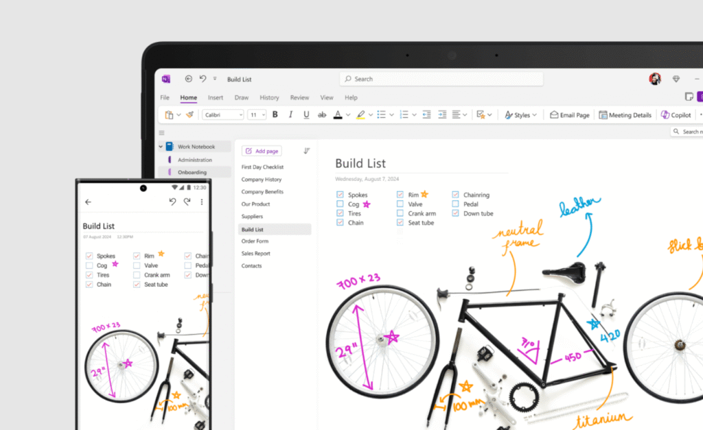 OneNote digital notebook layout and app